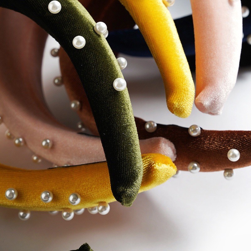 Cài tóc đính hạt bẹt màu trơn - Mấn tóc phụ kiện mặc áo dài - Maben