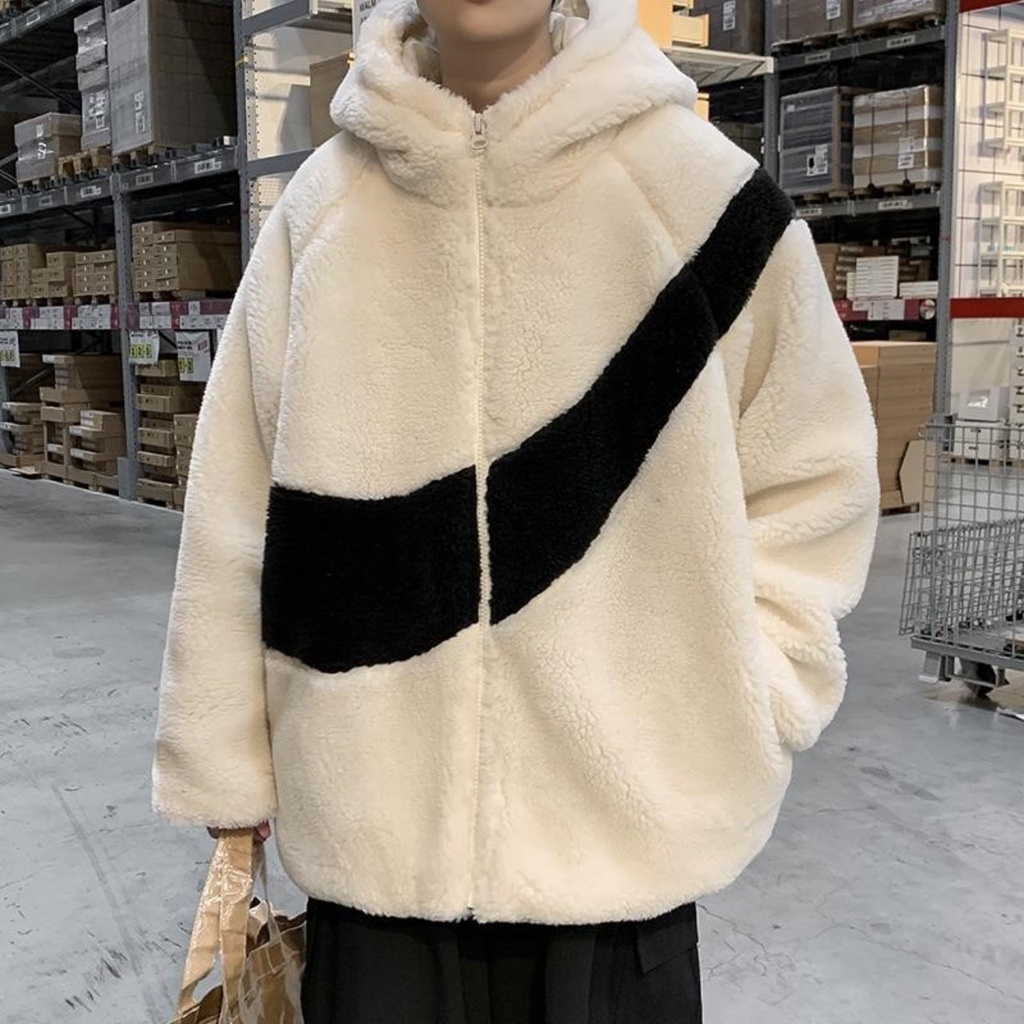 Áo Khoác Trùm Lông Phối Mũ Đầu NIKEE Bản Lớn, Hàng Cao Cấp Phong Cách Cá Tính Trẻ Trung Năng Động Mã TRUMGARREM