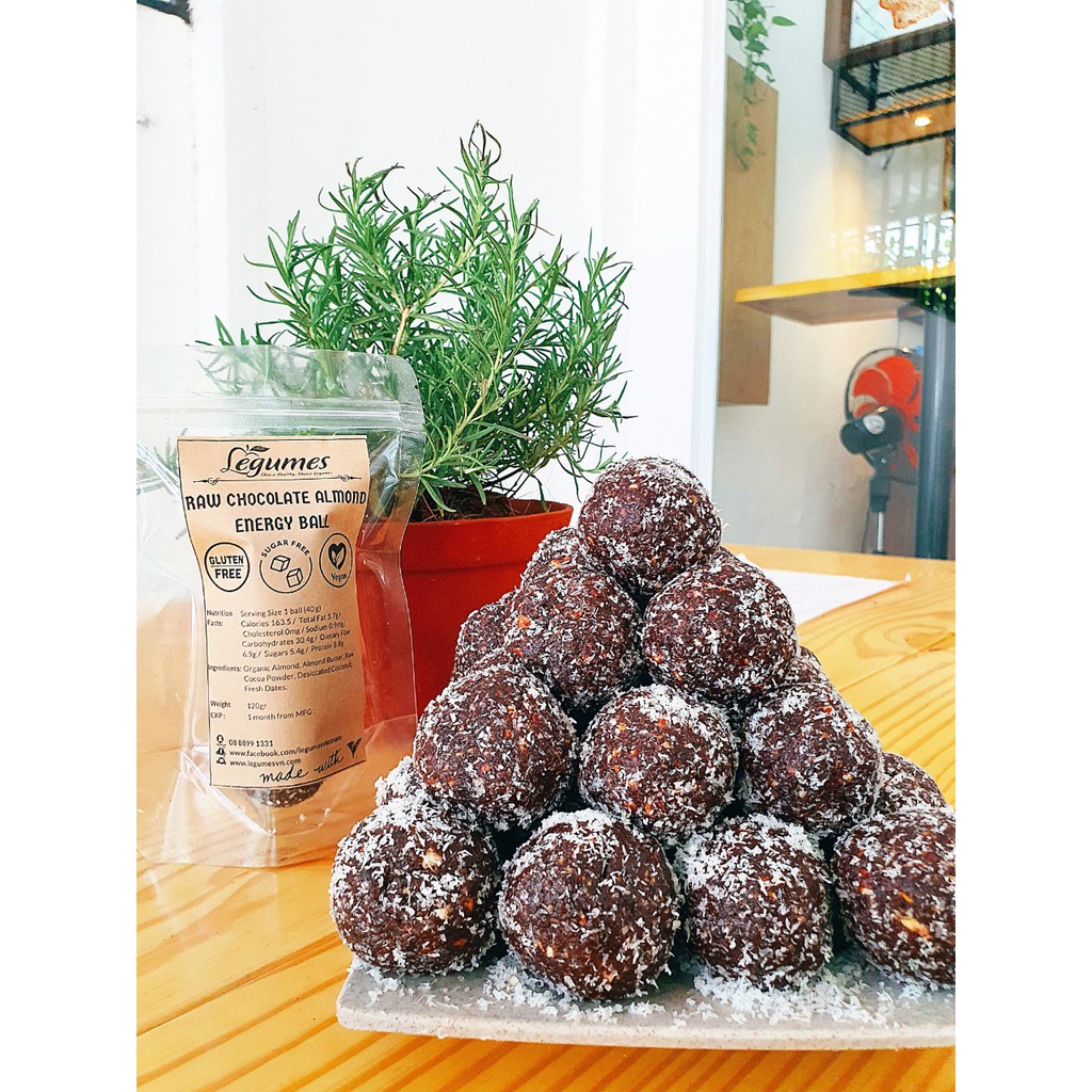 Viên bánh năng lượng Hạnh nhân và Chocolate đen - Raw Almond & Chocolate Energy Ball