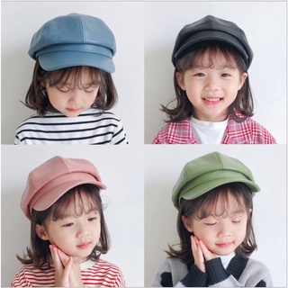 Mũ nồi beret trẻ em, Mũ beret chất Da mềm nhiều màu dễ thương phong cách Vintage cho bé từ 2-5 tuổi minnakids mã 07