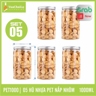 Bộ 05 Hũ Nhựa PET Nắp Nhôm 1000ml