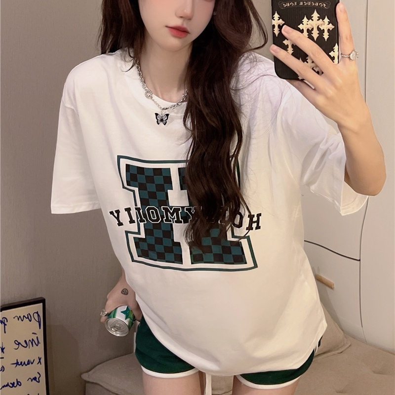 SUXI Áo Thun Tay Ngắn Dáng Rộng In Chữ Thiết Kế Đơn Giản Thời Trang Mùa Hè Cho Nữ