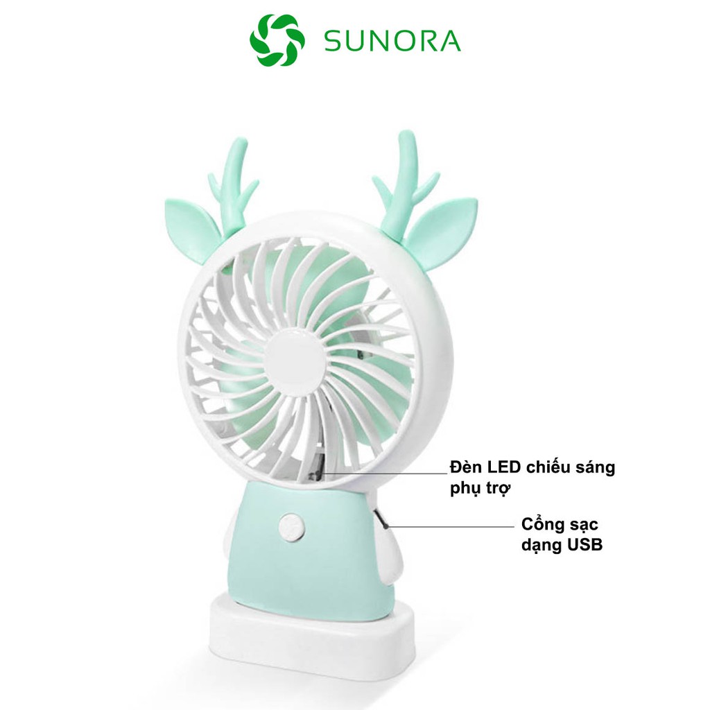 Quạt Cầm Tay Mini Sạc USB Bỏ túi Có Chân Đế Đèn LED Gió Cực Mạnh | BigBuy360 - bigbuy360.vn