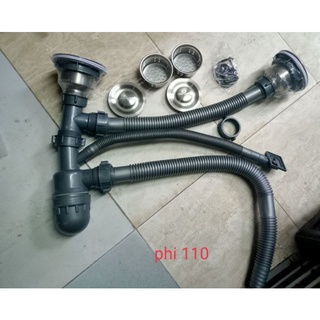 Bộ xiphong chậu rửa bát đôi hộc inox