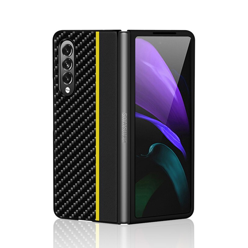 Ốp điện thoại bằng da và sợi cacbon chống sốc cho Samsung Galaxy Z Fold 3 Z Fold 2 Fold3 Fold2 5G