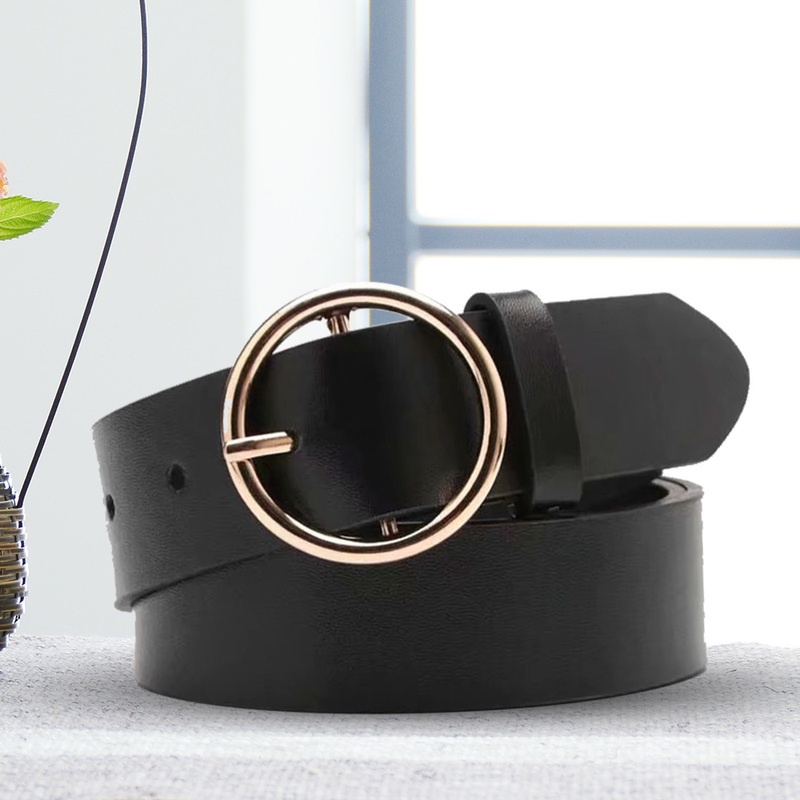 Thắt lưng da khóa kim loại tròn phong cách punk thời trang Hàn Quốc cho nữ
