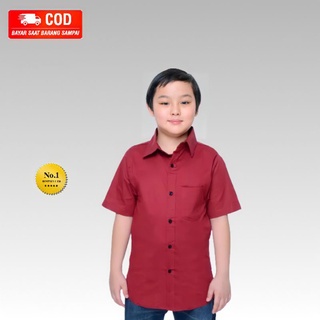 Áo Sơ Mi Tay Ngắn Màu Trơn Thời Trang Cho Bé Trai 9-14 Tuổi A2