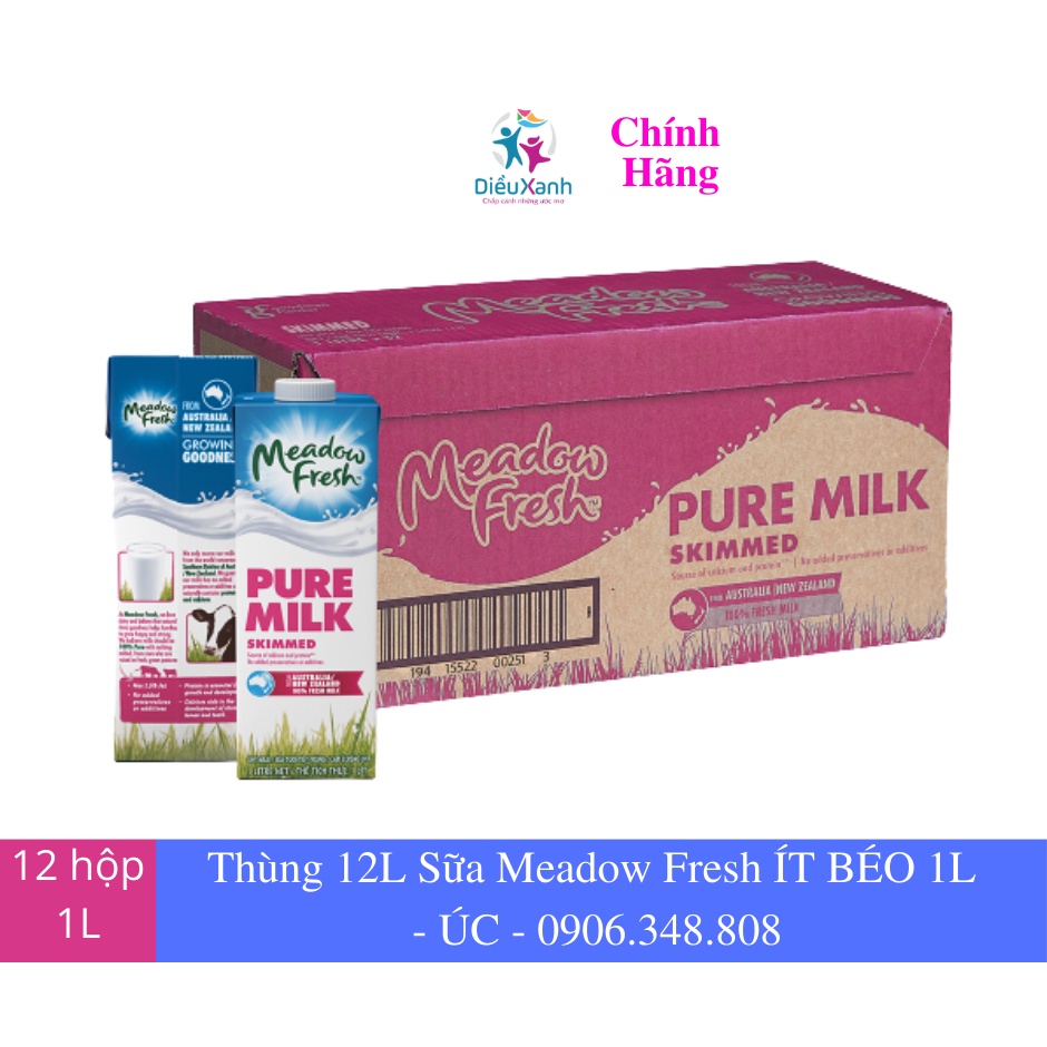 Thùng 12 hộp Sữa Meadow Fresh Sữa Tươi Tách Béo 1L - Sữa Úc Nhập Khẩu