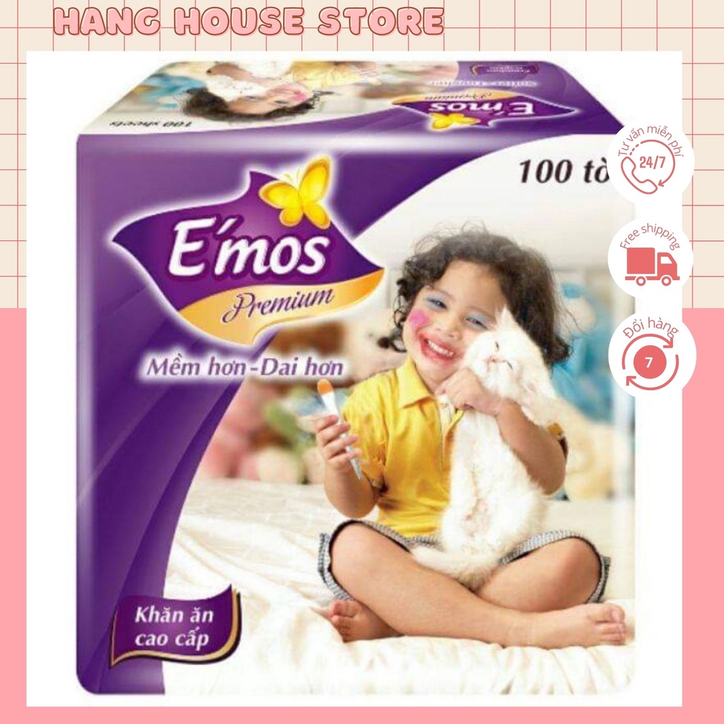 Thùng 30 gói  khăn giấy  vuông emos 100 tờ .