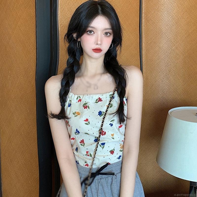 Áo Tank Top Hoạ Tiết Hoa Phong Cách Hàn Quốc