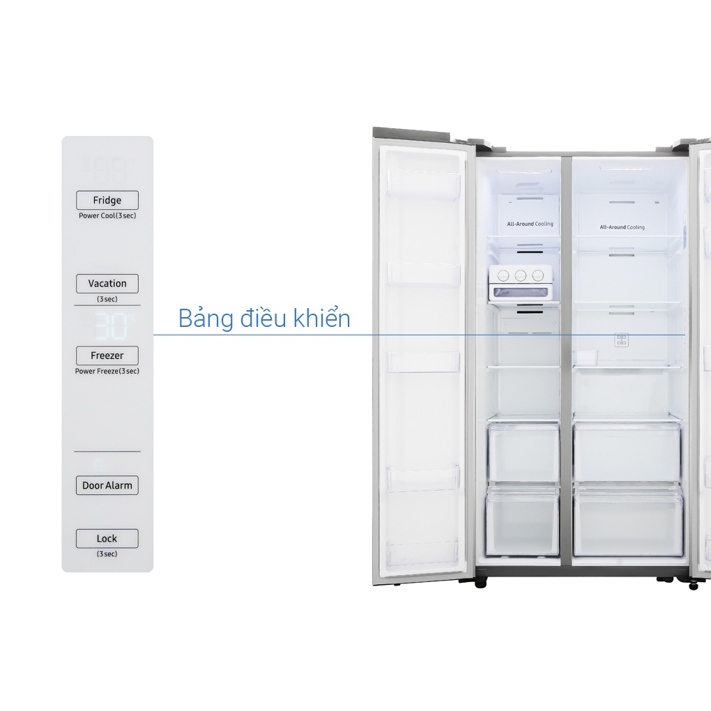 Tủ lạnh Samsung Inverter 647 lít RS62R5001M9/SV - Bộ lọc khử mùi than hoạt tính, Công nghệ làm lạnh vòm, Freeship HCM.