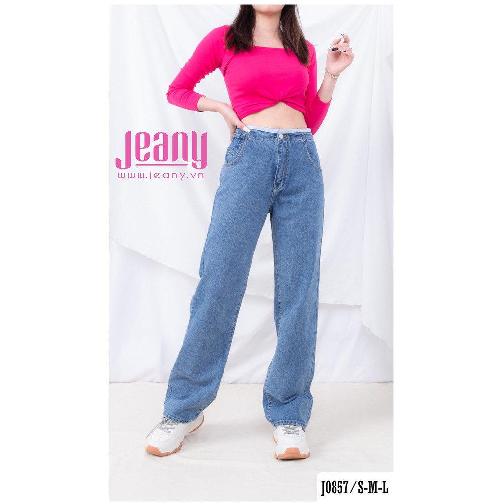 Quần Jean Ống Suông Lưng Cao Dáng Thể Thao J0857 - Jeany