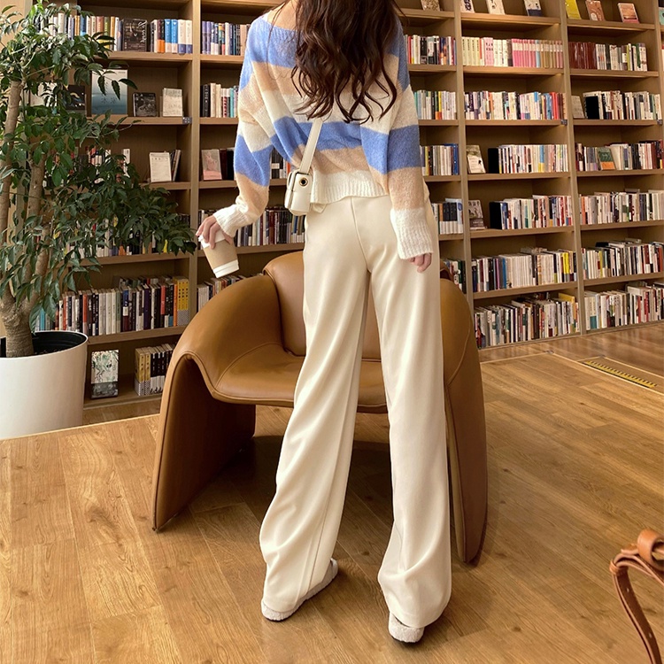 Quần SUXI ống rộng lưng cao màu sắc đơn giản thời trang dành cho nữ