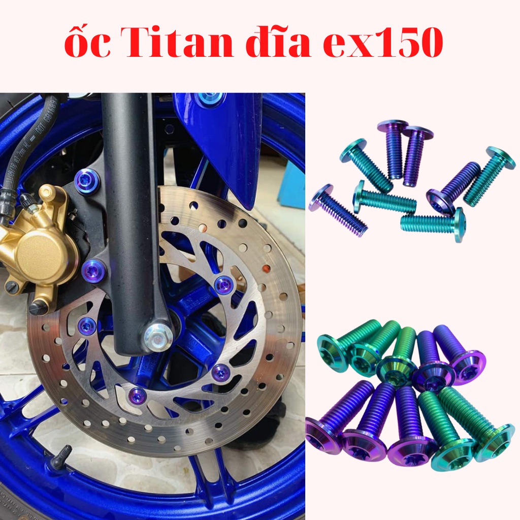 ốc titan gắn đĩa trước sau xe exciter 150 2 màu lục bảo tím hàng chất lượng cao cuongtoshiro