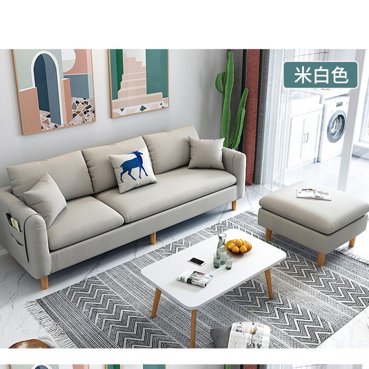 (Trợ giá) Bộ ghế sofa chữ L vải lanh cao cấp kèm đôn