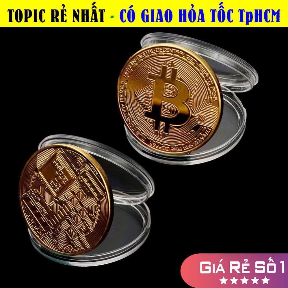 [TRỢ GIÁ] Đồng Xu Bitcoin Mạ Vàng 24K
