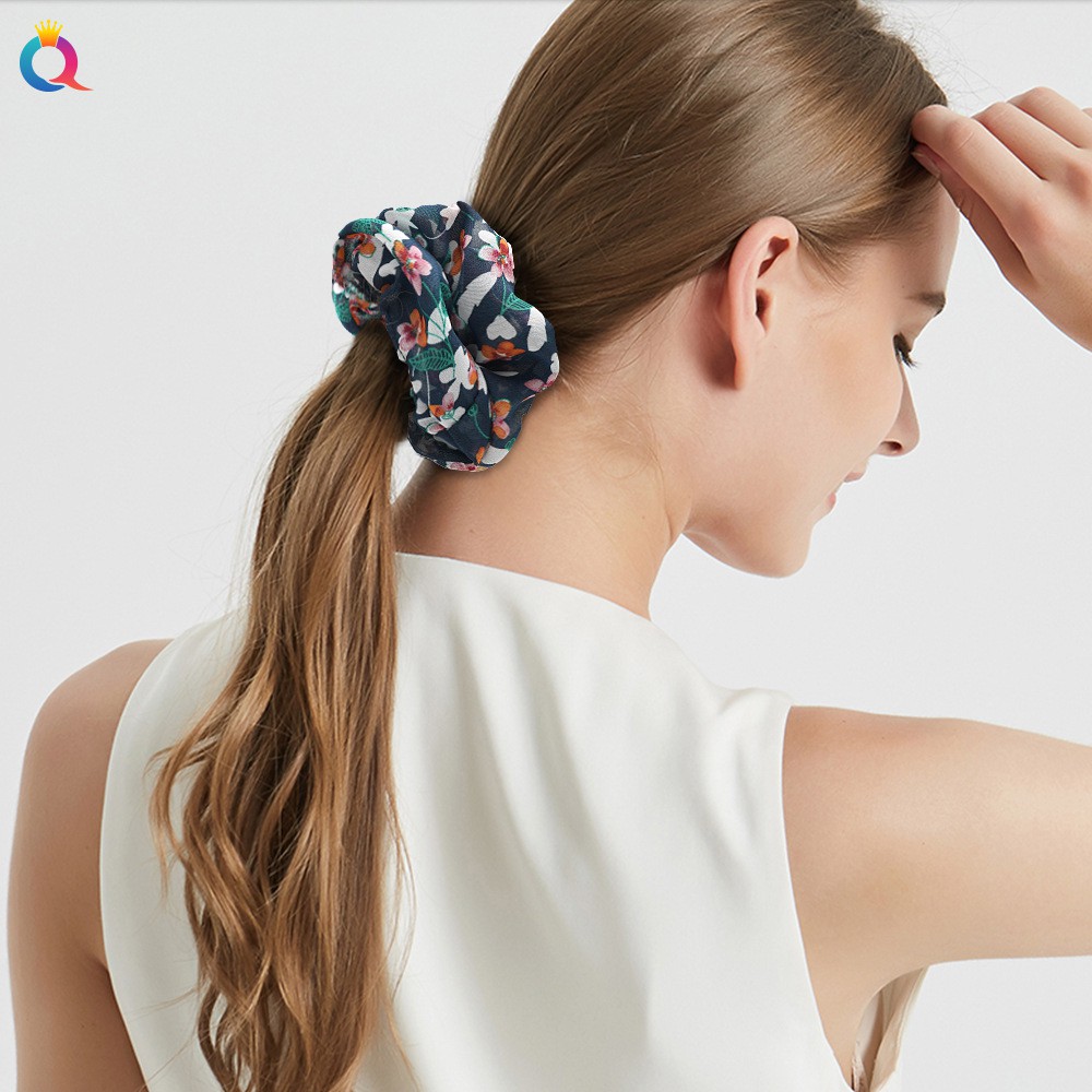 Dây buộc tóc scrunchie sắc màu chấm bi phong cách Hàn Quốc