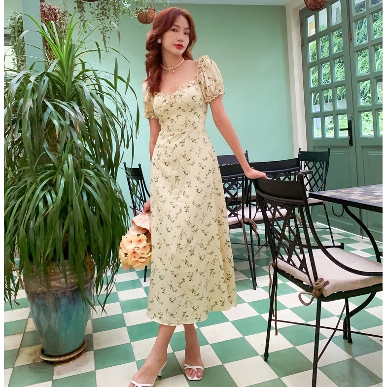 Đầm vàng hoạ tiết hoa Fiola Dress Gem clothing SP060623