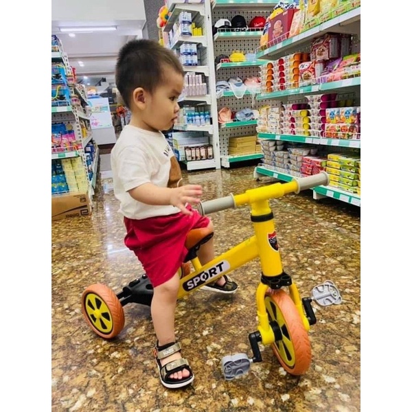 Xe Cân Bằng 3 Bánh Sport 2 In 1 Dành Bé Từ 1.5 - 5 Tuổi, Xe 2 Bánh Sau Xèo Nên giữ Thăng Bằng