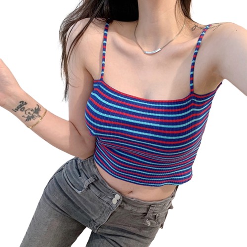 Áo croptop hai dây kẻ sọc dáng ôm quyến rũ