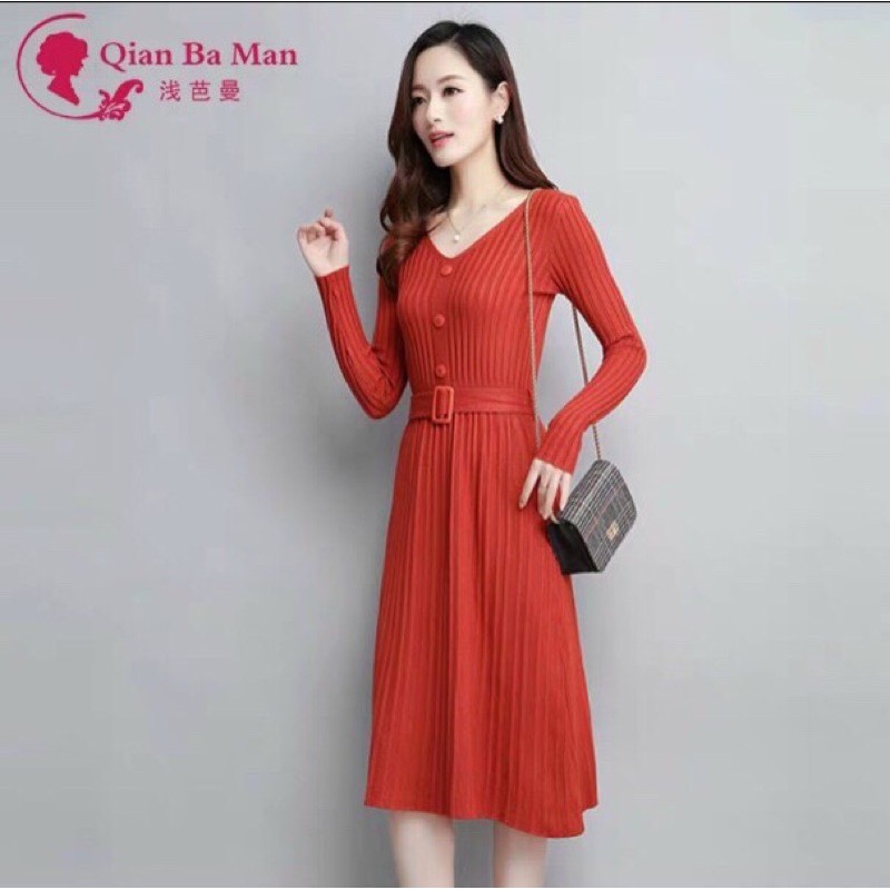 Váy len qc đai eo cổ tim siêu đẹp .Sỉ 190k | BigBuy360 - bigbuy360.vn