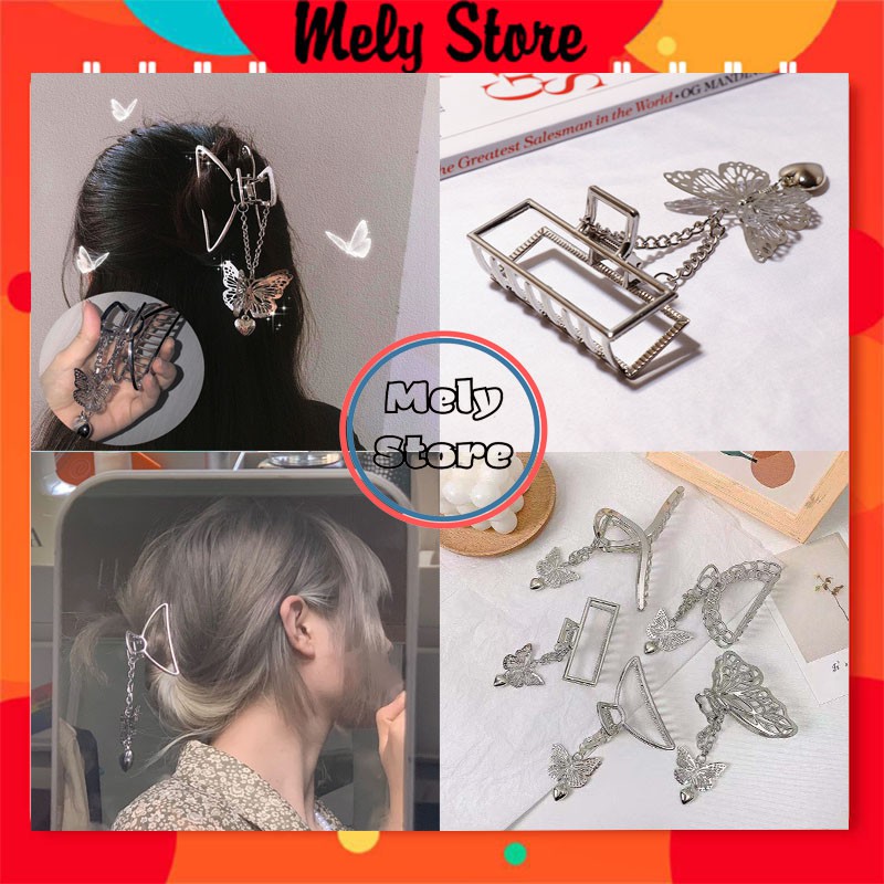 Kẹp tóc càng cua kim loại hàn quốc, cặp tóc hình bướm Mely officialstore