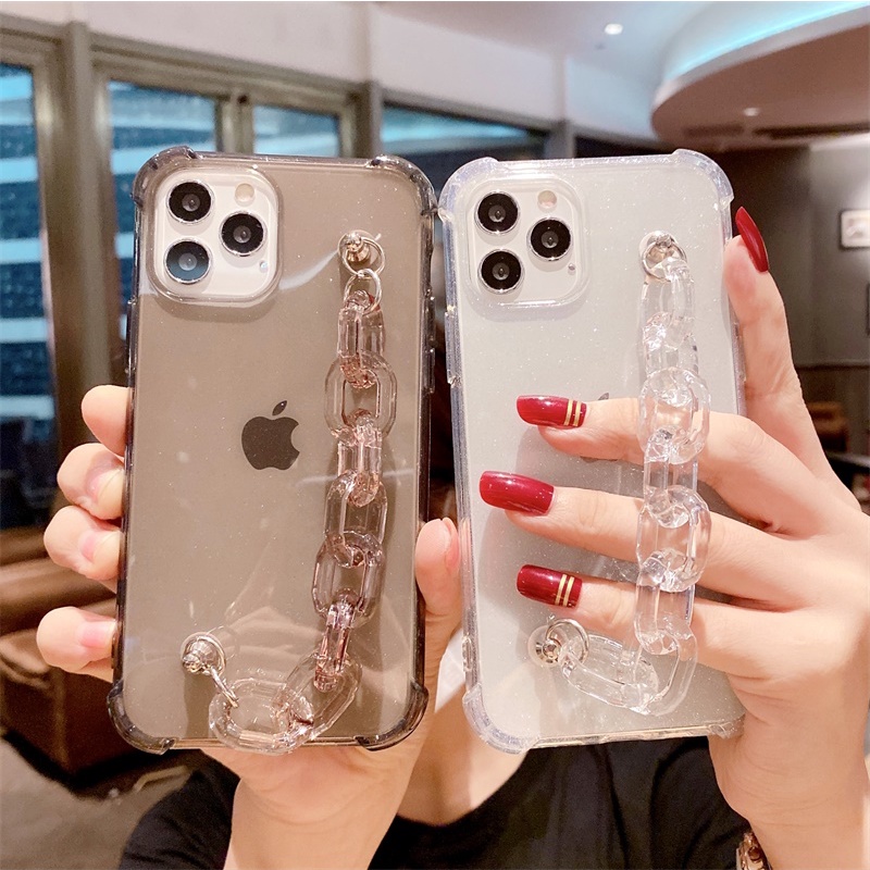 Ốp điện thoại trong suốt chống sốc có dây đeo cho IPhone 12 13 11 Pro X XR Max 8 7 Plus XS Max
