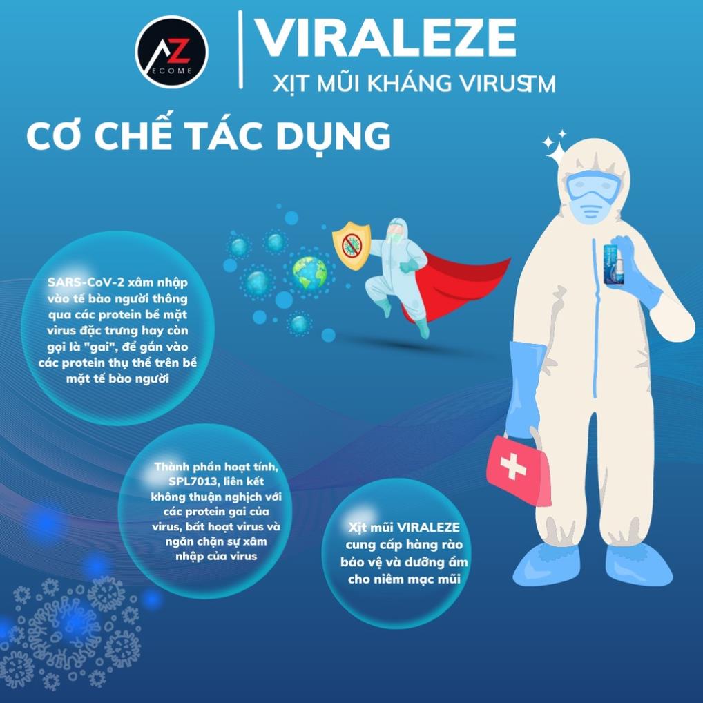 Xịt mũi Viraleze 10ml kháng và diệt virus SARS-CoV-2 hiệu quả