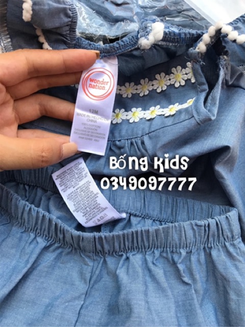 Bộ Hè Bé Gái Hoa Cúc Denim