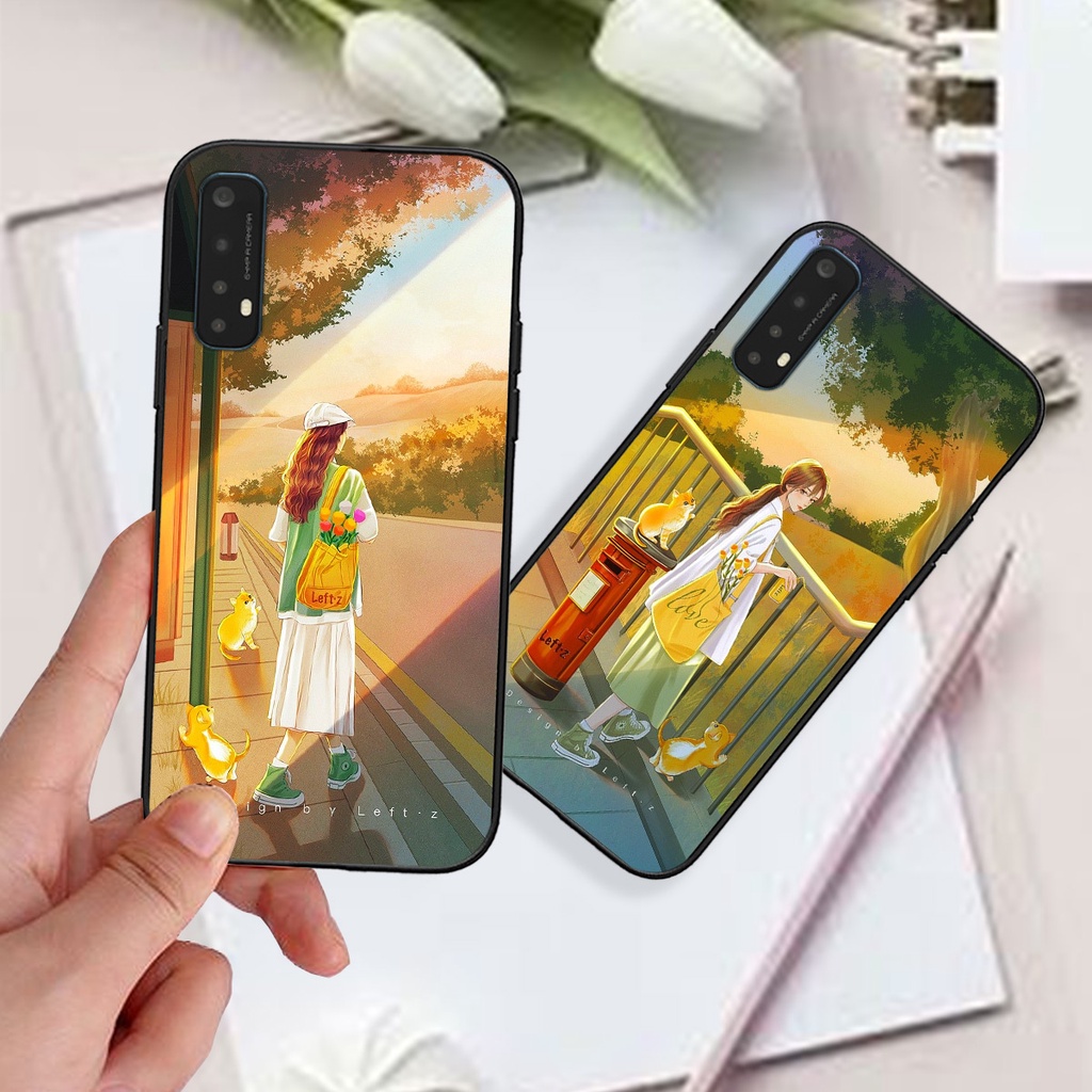 Ốp Realme 7 / 7 Pro / 8 bộ hình cô gái và mèo cưng xinh xắn dễ thương cực đẹp