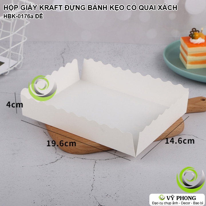 HỘP GIẤY ĐỰNG BÁNH KẸO GIẤY CRAFT / GIẤY TRẮNG MÀU CÓ QUAI XÁCH HỘP KRAFT ĐỰNG BÁNH KEM BÁNH CUỘN HBK-0176
