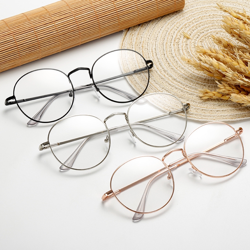 Mắt kính VIENDO gọng kim loại tròn có độ-1.0~-4.0 dành cho nam nữ