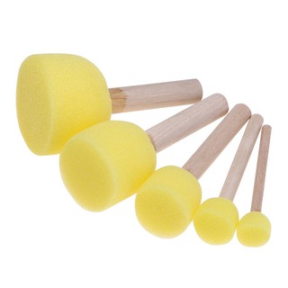 Set 5 cọ vẽ bọt biển cán gỗ cho bé