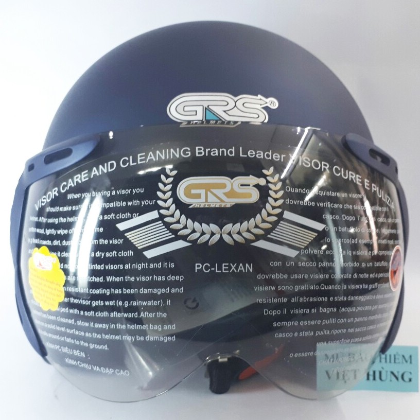 Mũ bảo hiểm trùm 3/4 đầu kính chống lóa cao cấp - Hàng chính hãng -  GRS A368K - Xanh than nhám - Vòng đầu 56-58cm