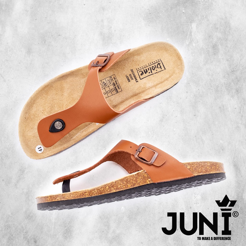 [DA BÒ THẬT] D07- Dép Sandal nam/nữ xỏ ngón Birken Bioline Unisex (Đế trấu) - Juni Store