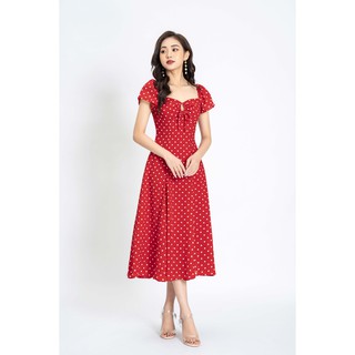 Váy chấm bi rút ngực 2va959do_lep'