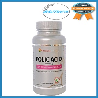 Viên Uống Bổ Sung Acid Folic Và Sắt 400mcg Cho Bà Bầu Folid Acid Plus Iron - Vitamin For Life (Chai 100 Viên)