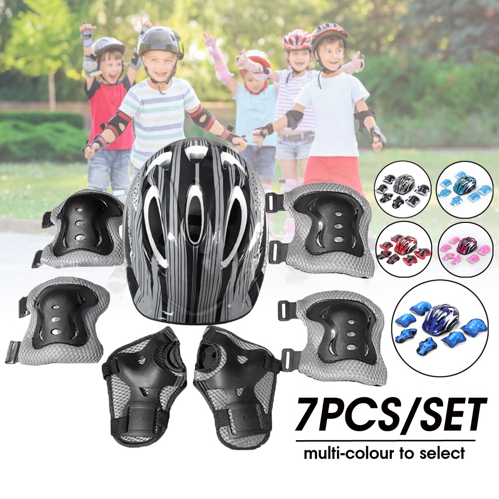 Set Mũ Bảo Hiểm Và Đệm Đầu Gối Bảo Vệ An Toàn Cho Bé Khi Đi Xe Đạp/Trượt Ván 7 Tuổi