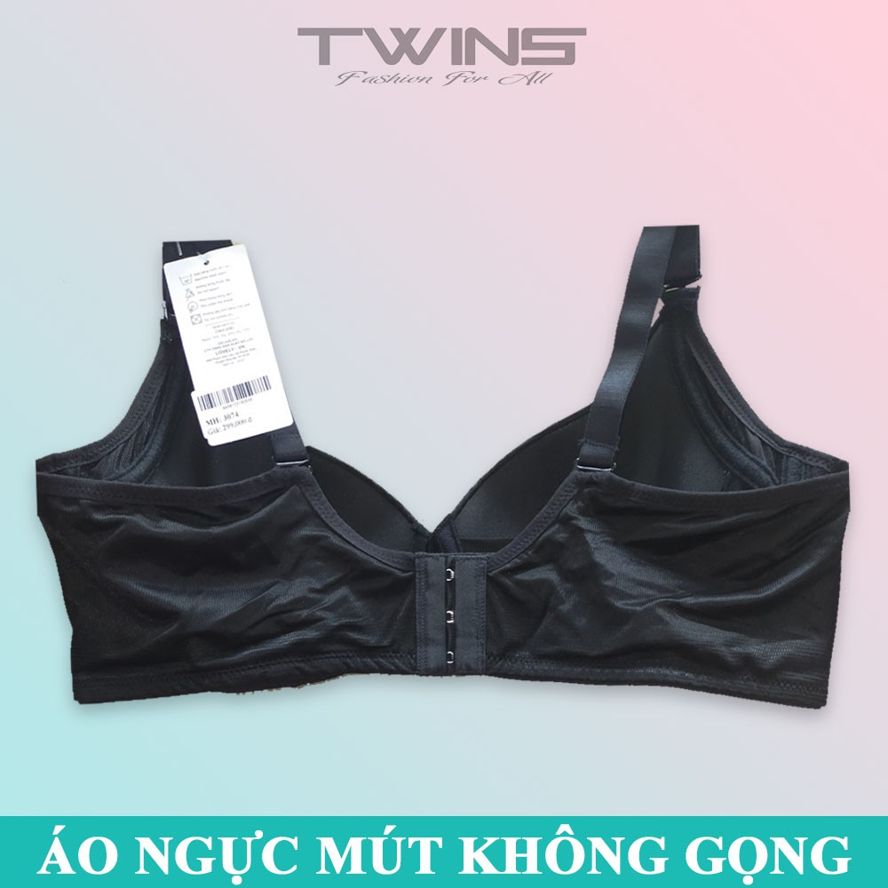 Áo ngực không gọng nữ nâng ngực Lovely 3074 mút dày mềm mịn cúp xéo màu trơn size 34-36-38