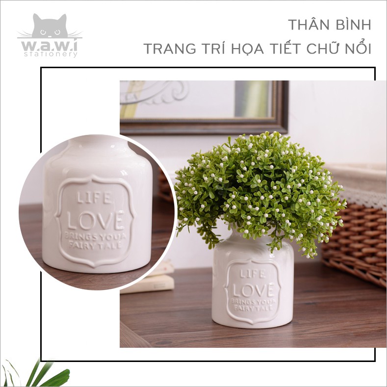 [MỘC MẠC] Bình hoa gốm sứ LOVE mộc mạc, giản dị