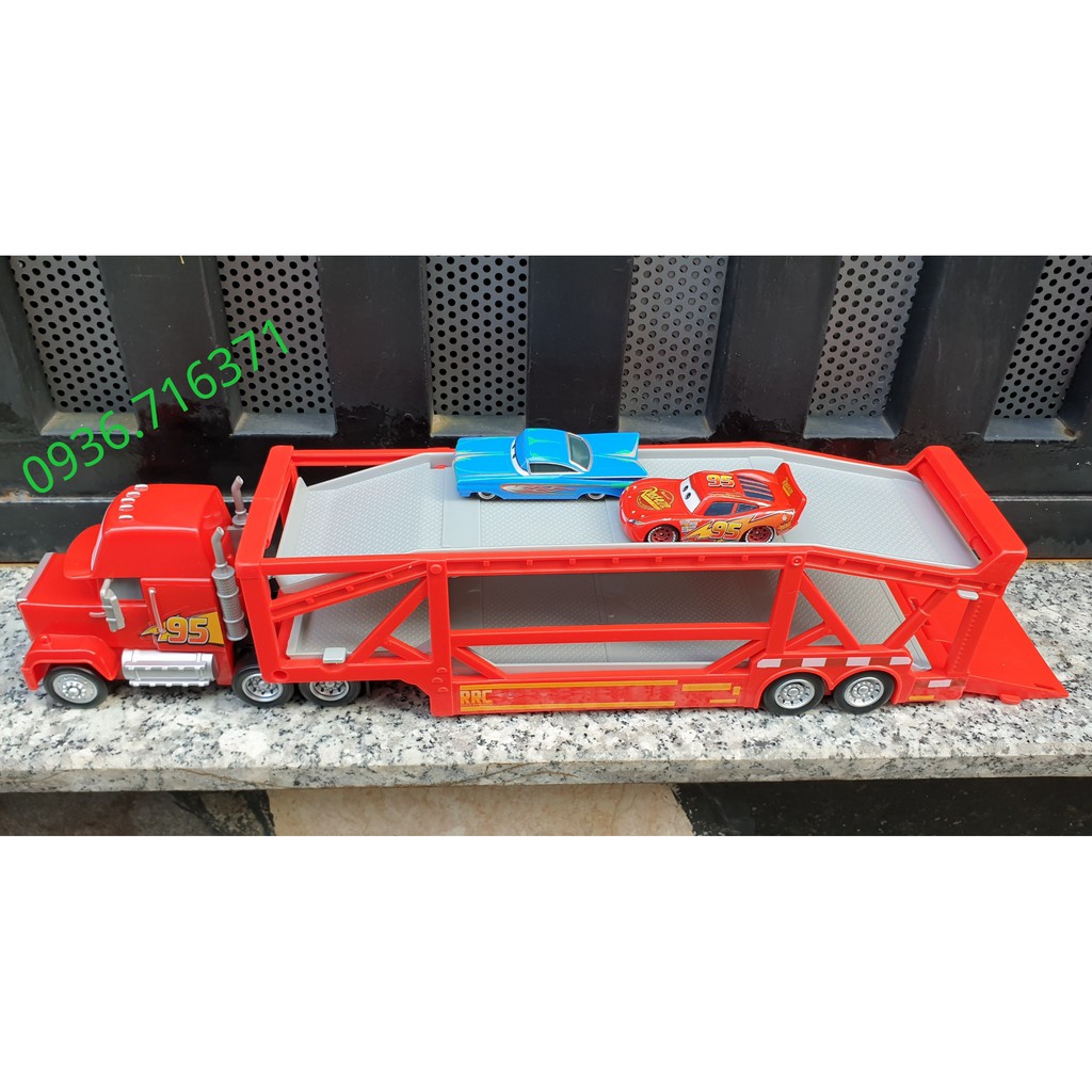 Xe tải Cars Mack chở xe size đại hàng Mattel xuất chuẩn (tặng kèm 2 xe mcqueen nhỏ)