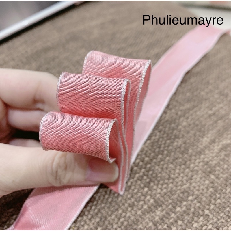 Ruy băng vải 2,4cm màu hồng (ribbon)