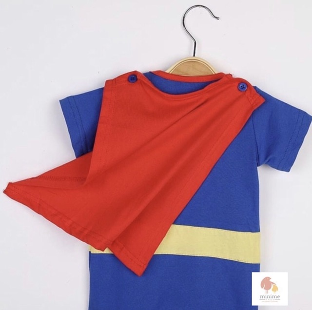 Bộ Áo Liền Quần Vải Cotton Họa Tiết Siêu Anh Hùng Superman Cá Tính Cho Bé Trai (Mxm1924)