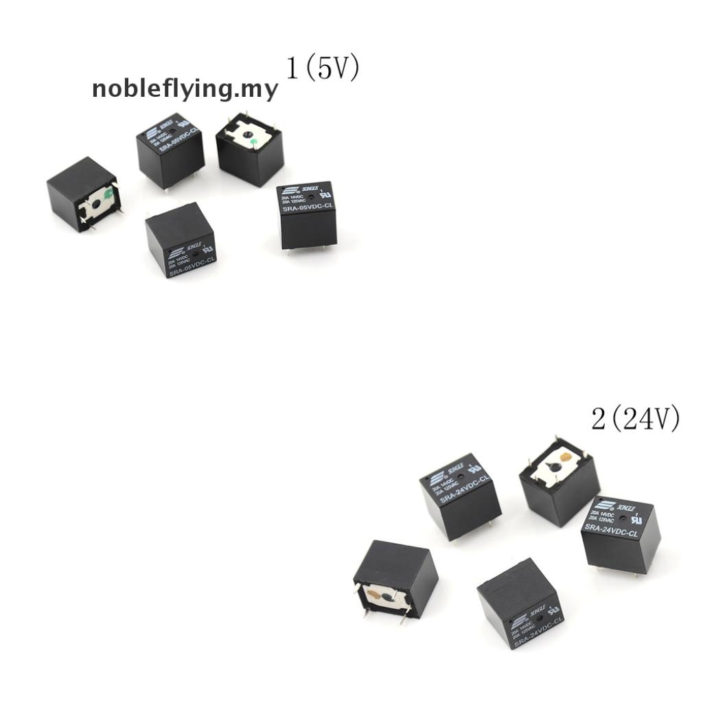 Set 5 rơ le nguồn 5V 24V 20A DC 5Pin PCB màu đen