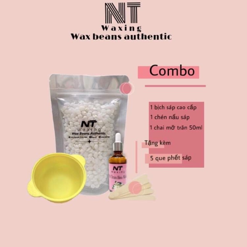 COMBO WAX LÔNG ( Chén nấu sáp, sáp cao cấp và 50ml mỡ trăn triệt lông )