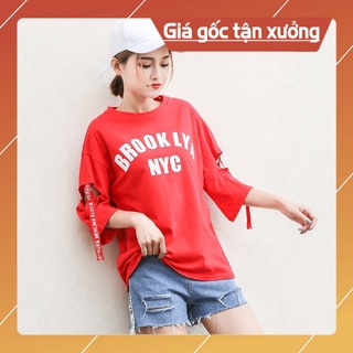 Áo thun cotton tay lỡ nyc đỏ cá tính siêu hot