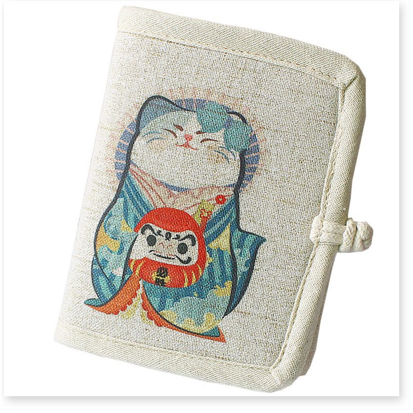 [Mã giảm] Ví gấp chọn mẫu- Ví vải canvas thủ công gấp vải cực xinh hình mèo phong cách Nhật Bản( Dr chọn mẫu)