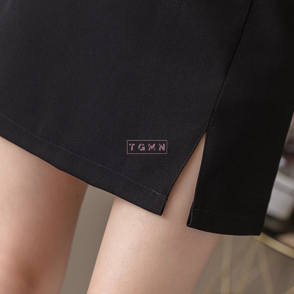 Chân váy ngắn chữ a xẻ trước, Chân váy ngắn công sở xẻ tà có quần trong chống lộ của TGMN