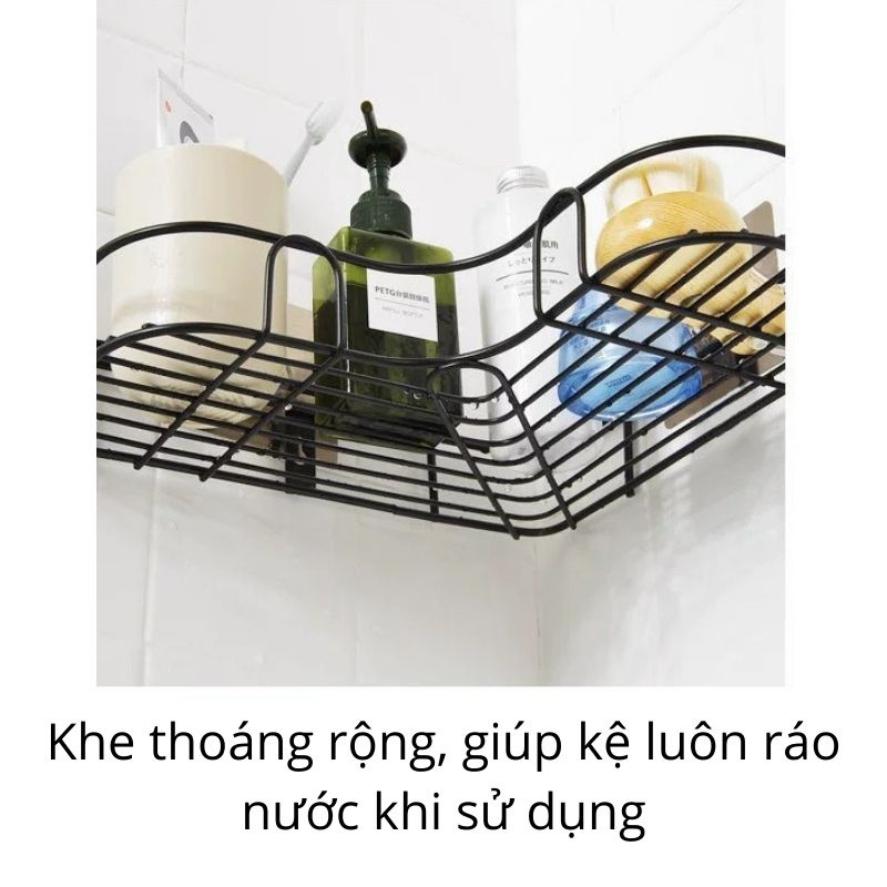 Kệ góc nhà tắm dán tường chịu lực, giá treo để đồ thép không gỉ chắc chắn tiện lợi