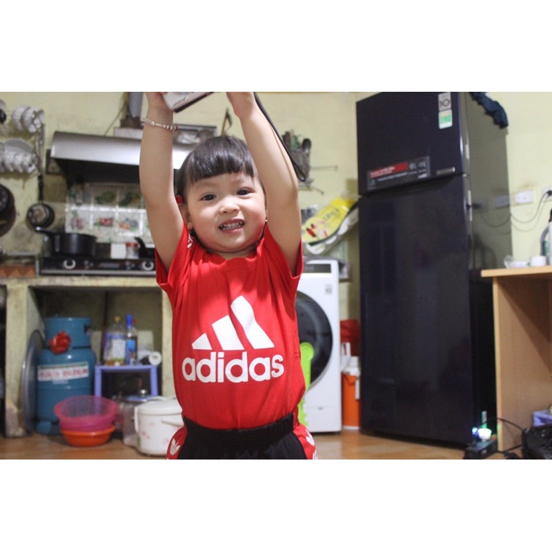 Tặng Bộ Thể Thao Adi.das Cho Bé 10-12kg 89k Màu Đỏ Cổ Tròn Cotton Việt Nam 100%